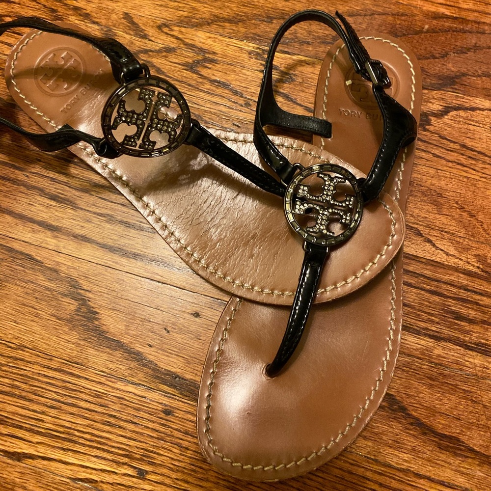 Tory Burch tetrapods thong sandals jeweled logo